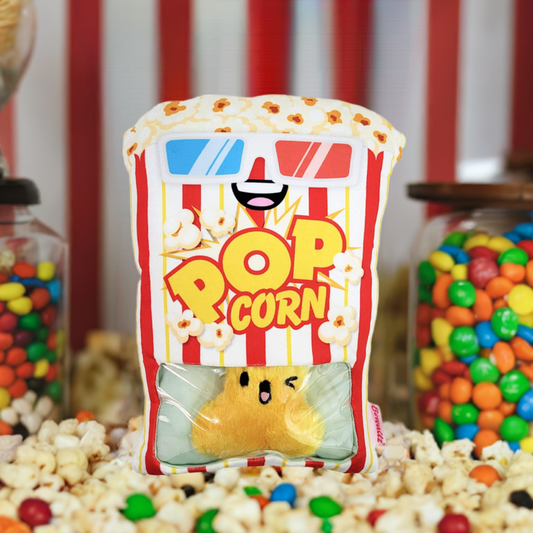 Mini Plushies in a Big Buttery Popcorn Pillow